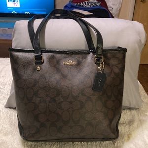 Coach Black/ Brown leather Coated Signature